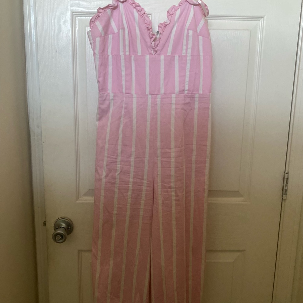 Pink and white romper
